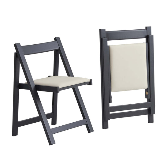 zenHarmet Folding Dining Chairs with Cushion,  Padded Folding Chairs Lightweight, Modern Folding Patio Chairs, Wooden Dining Chairs, Foldable Chairs Set of 2 for Camping, Picnic, Office, Party (Grey)