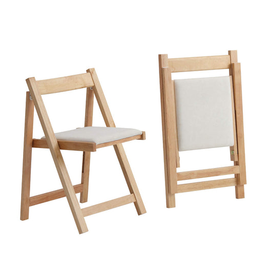 zenHarmet Folding Dining Chairs with Cushion,  Padded Folding Chairs Lightweight, Modern Folding Patio Chairs, Wooden Dining Chairs, Foldable Chairs Set of 2 for Camping, Picnic, Office, Party (Wood)