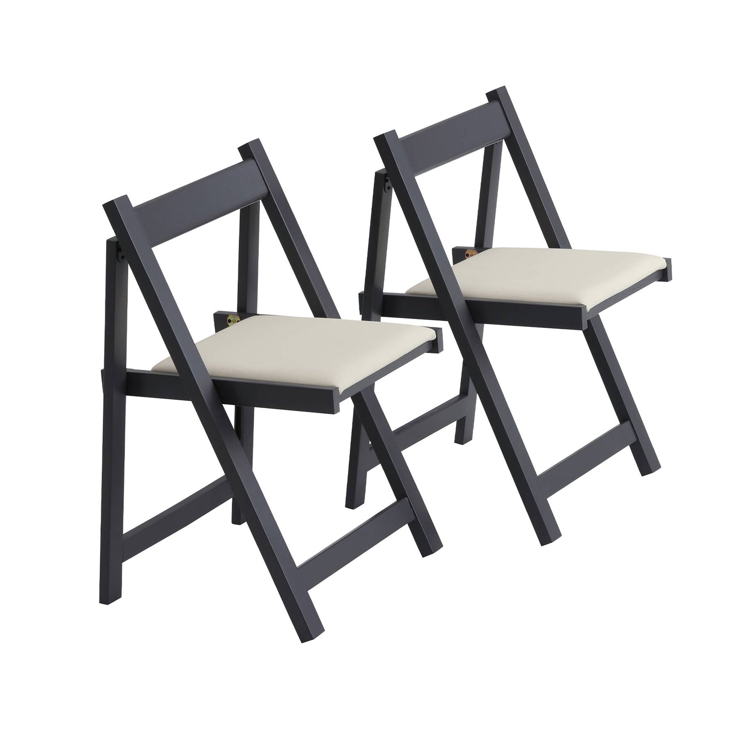 zenHarmet Folding Dining Chairs with Cushion,  Padded Folding Chairs Lightweight, Modern Folding Patio Chairs, Wooden Dining Chairs, Foldable Chairs Set of 2 for Camping, Picnic, Office, Party (Grey)