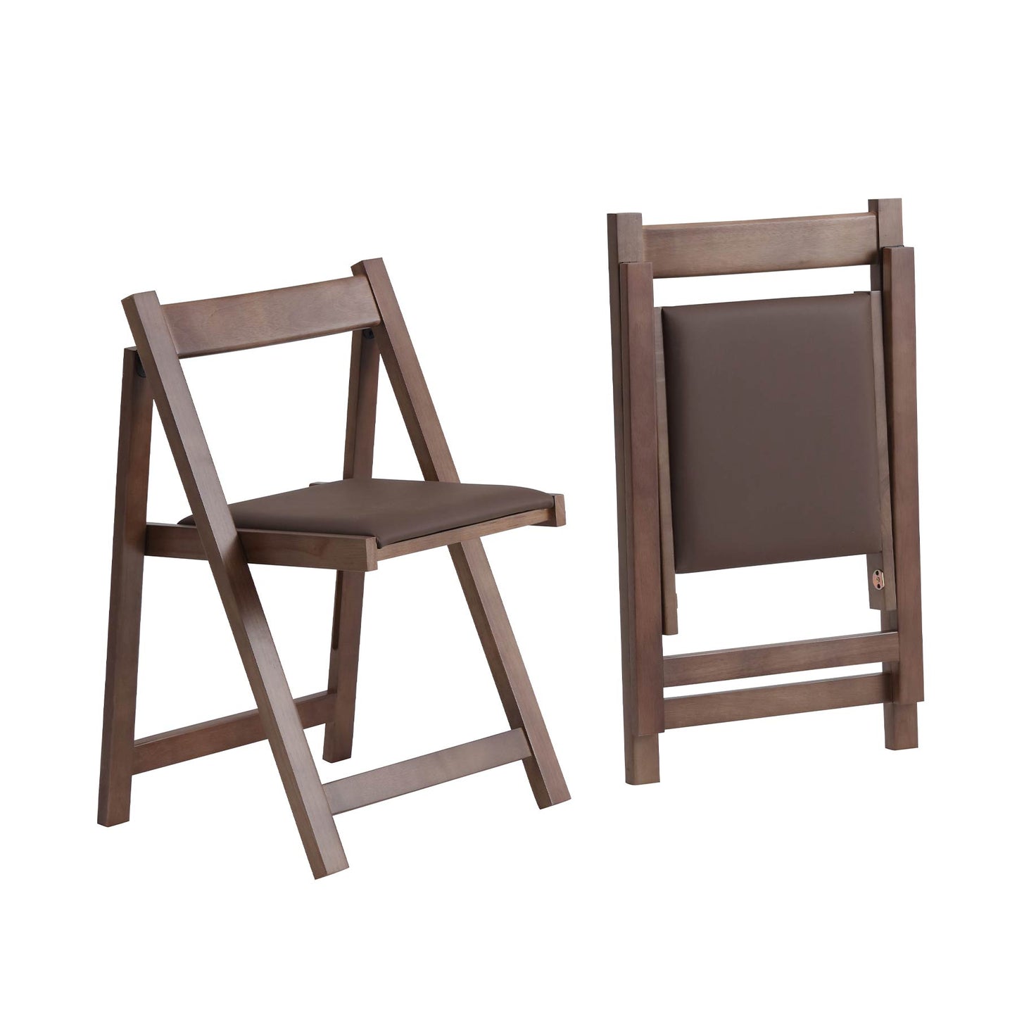 zenHarmet Folding Dining Chairs with Cushion,  Padded Folding Chairs Lightweight, Modern Folding Patio Chairs, Wooden Dining Chairs, Foldable Chairs Set of 2 for Camping, Picnic, Office, Party, Walnut