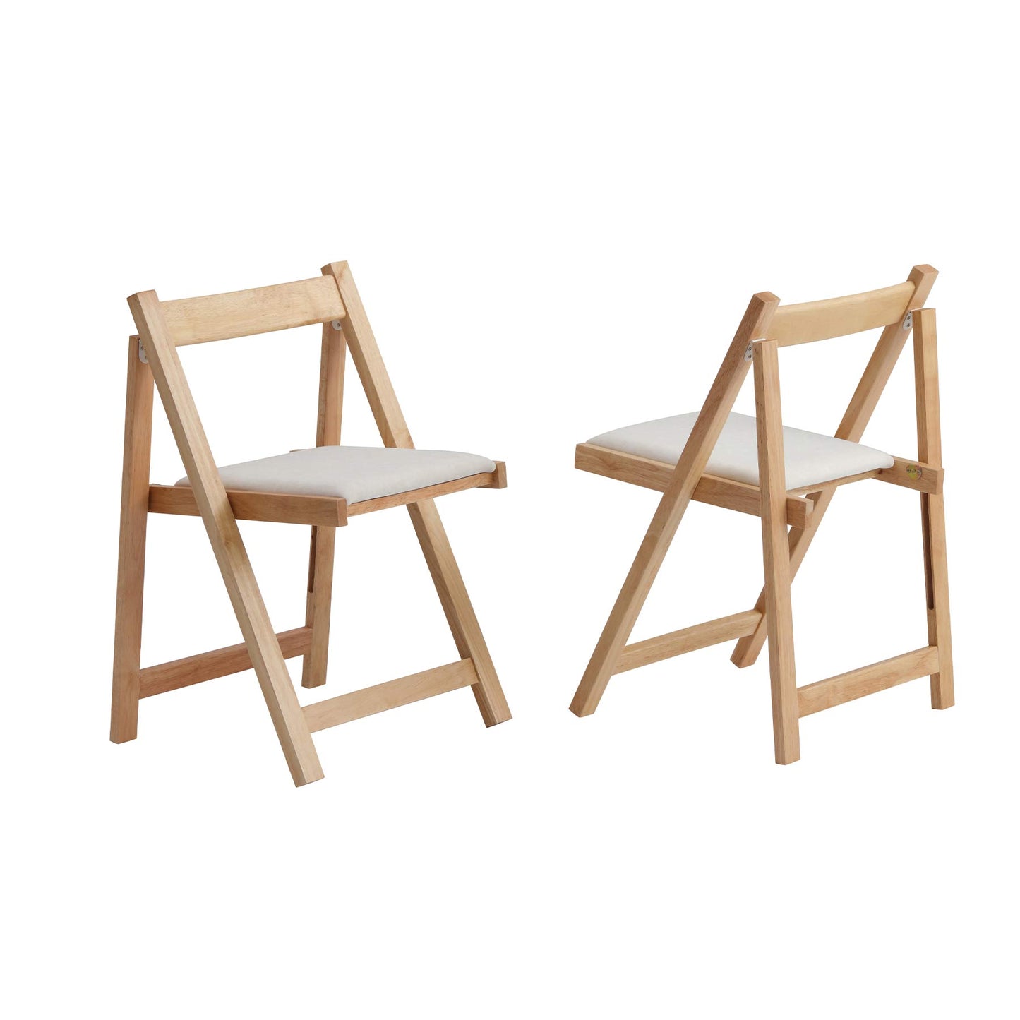 zenHarmet Folding Dining Chairs with Cushion,  Padded Folding Chairs Lightweight, Modern Folding Patio Chairs, Wooden Dining Chairs, Foldable Chairs Set of 2 for Camping, Picnic, Office, Party (Wood)