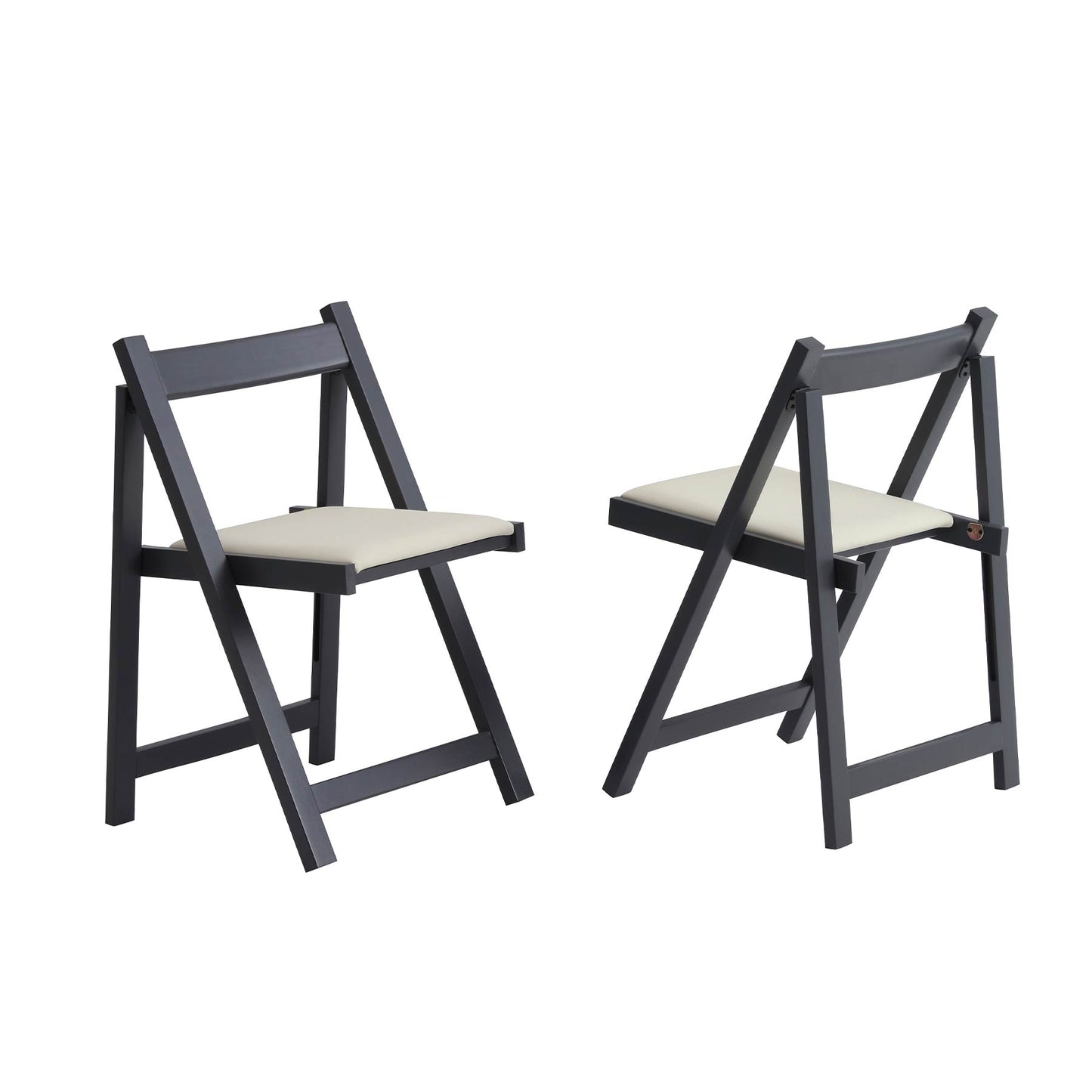 zenHarmet Folding Dining Chairs with Cushion,  Padded Folding Chairs Lightweight, Modern Folding Patio Chairs, Wooden Dining Chairs, Foldable Chairs Set of 2 for Camping, Picnic, Office, Party (Grey)