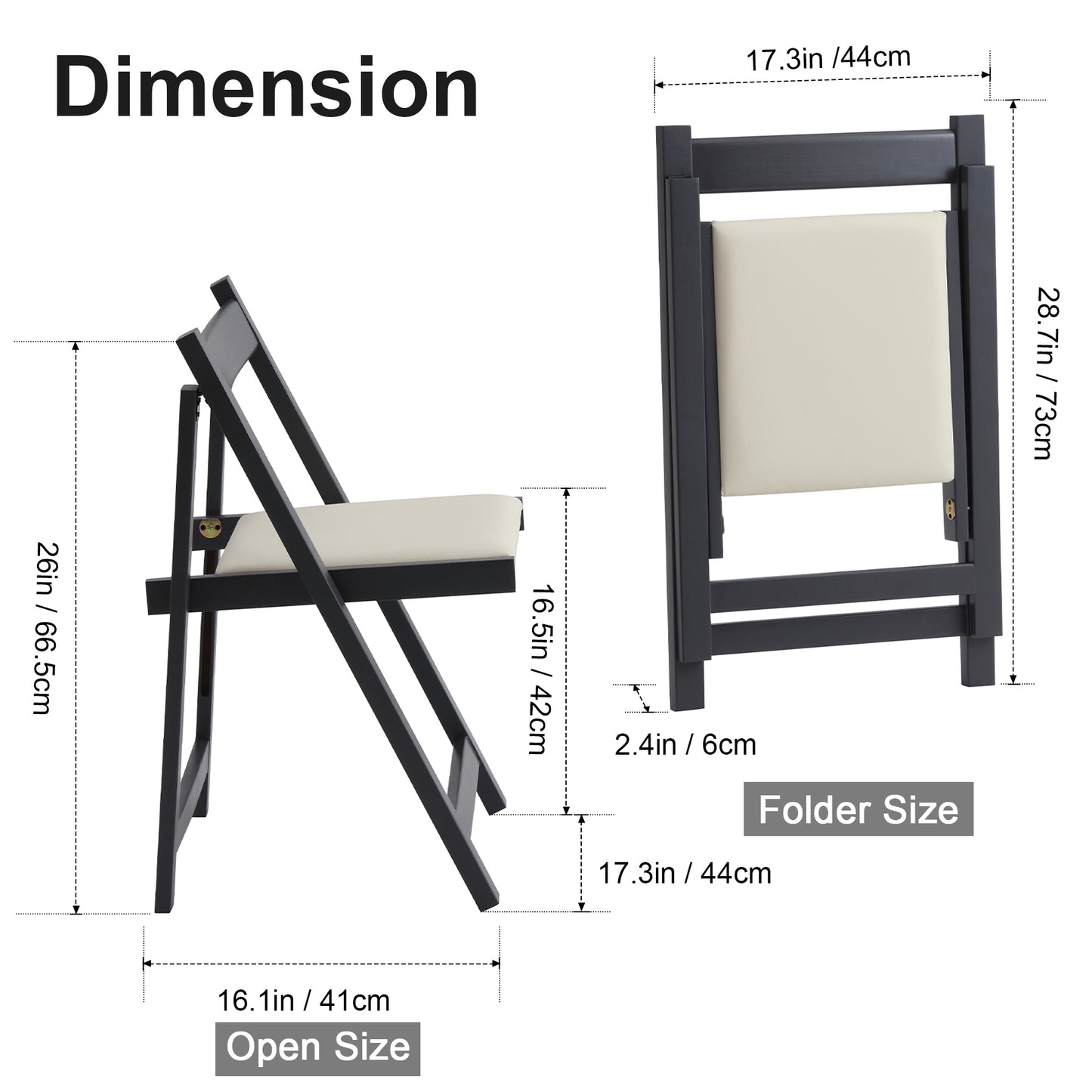 zenHarmet Folding Dining Chairs with Cushion,  Padded Folding Chairs Lightweight, Modern Folding Patio Chairs, Wooden Dining Chairs, Foldable Chairs Set of 2 for Camping, Picnic, Office, Party (Grey)